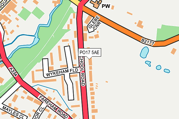 PO17 5AE map - OS OpenMap – Local (Ordnance Survey) PO17 5AE map - OS OpenMap – Local (Ordnance Survey)