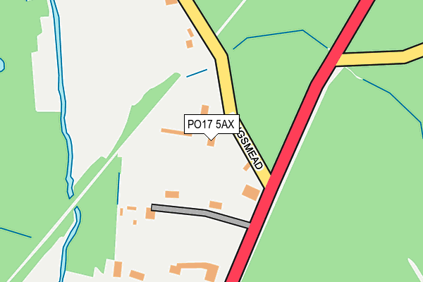 PO17 5AX map - OS OpenMap – Local (Ordnance Survey) PO17 5AX map - OS OpenMap – Local (Ordnance Survey)