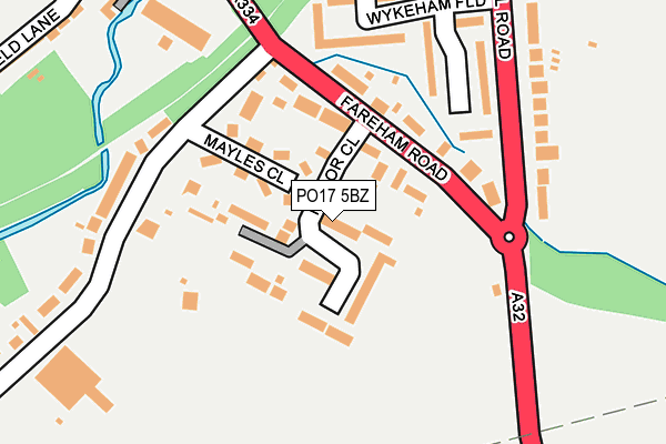 PO17 5BZ map - OS OpenMap – Local (Ordnance Survey) PO17 5BZ map - OS OpenMap – Local (Ordnance Survey)