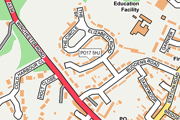 PO17 5HJ map - OS OpenMap – Local (Ordnance Survey) PO17 5HJ map - OS OpenMap – Local (Ordnance Survey)