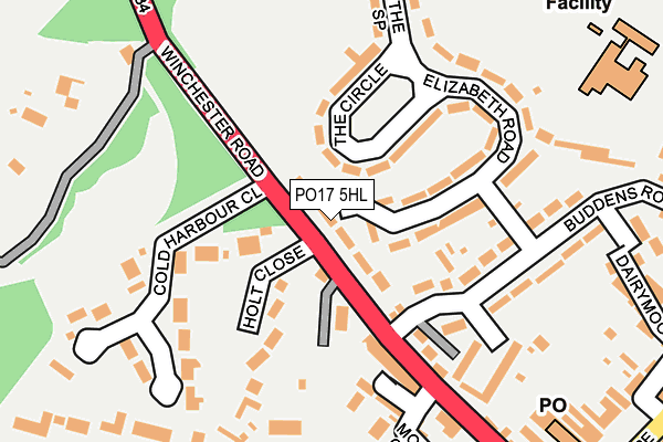 PO17 5HL map - OS OpenMap – Local (Ordnance Survey) PO17 5HL map - OS OpenMap – Local (Ordnance Survey)