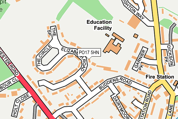 PO17 5HN map - OS OpenMap – Local (Ordnance Survey) PO17 5HN map - OS OpenMap – Local (Ordnance Survey)