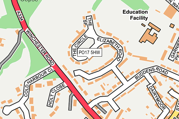 PO17 5HW map - OS OpenMap – Local (Ordnance Survey) PO17 5HW map - OS OpenMap – Local (Ordnance Survey)