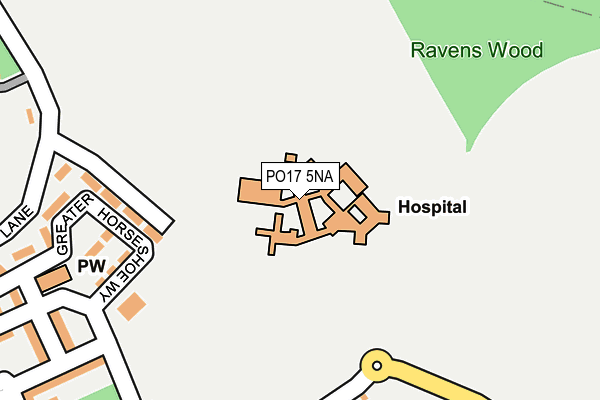 PO17 5NA map - OS OpenMap – Local (Ordnance Survey) PO17 5NA map - OS OpenMap – Local (Ordnance Survey)
