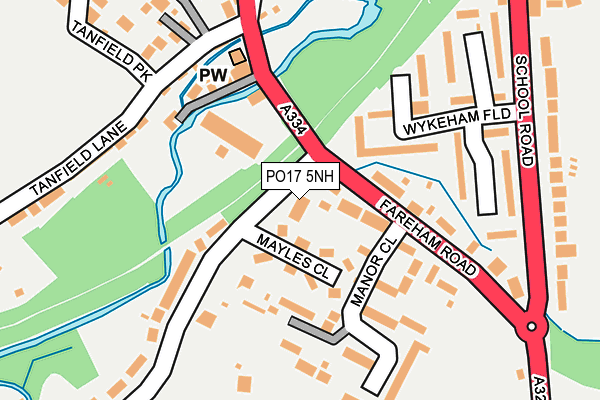 PO17 5NH map - OS OpenMap – Local (Ordnance Survey) PO17 5NH map - OS OpenMap – Local (Ordnance Survey)