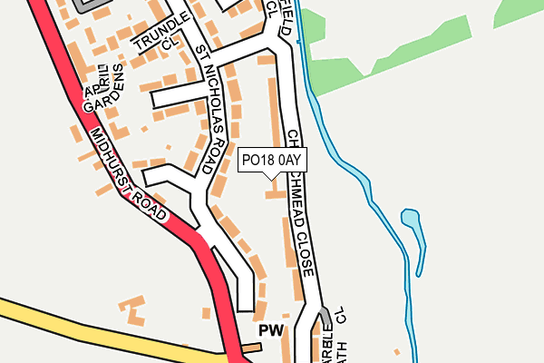 PO18 0AY map - OS OpenMap – Local (Ordnance Survey) PO18 0AY map - OS OpenMap – Local (Ordnance Survey)