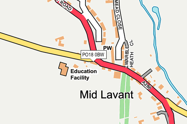 PO18 0BW map - OS OpenMap – Local (Ordnance Survey) PO18 0BW map - OS OpenMap – Local (Ordnance Survey)