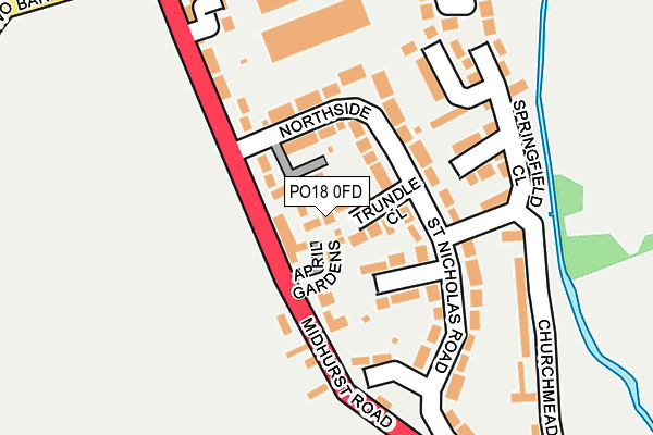 PO18 0FD map - OS OpenMap – Local (Ordnance Survey) PO18 0FD map - OS OpenMap – Local (Ordnance Survey)