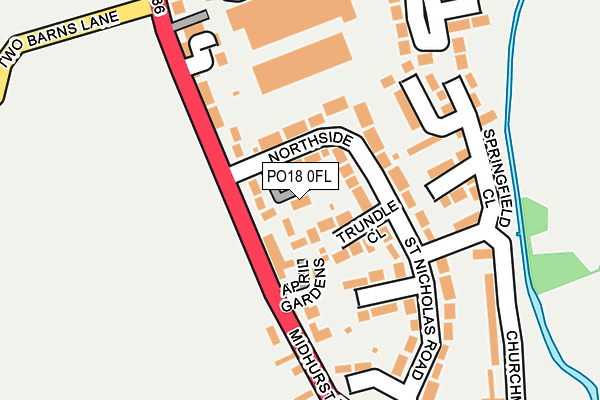 PO18 0FL map - OS OpenMap – Local (Ordnance Survey) PO18 0FL map - OS OpenMap – Local (Ordnance Survey)