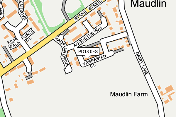 PO18 0FS map - OS OpenMap – Local (Ordnance Survey) PO18 0FS map - OS OpenMap – Local (Ordnance Survey)