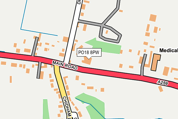 PO18 8PW map - OS OpenMap – Local (Ordnance Survey) PO18 8PW map - OS OpenMap – Local (Ordnance Survey)