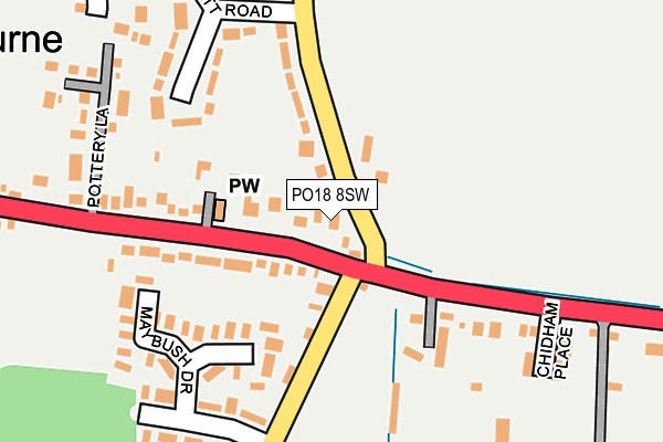 PO18 8SW map - OS OpenMap – Local (Ordnance Survey) PO18 8SW map - OS OpenMap – Local (Ordnance Survey)