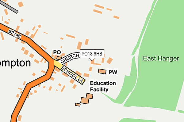 PO18 9HB map - OS OpenMap – Local (Ordnance Survey) PO18 9HB map - OS OpenMap – Local (Ordnance Survey)