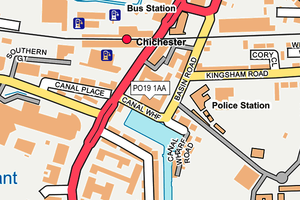 PO19 1AA map - OS OpenMap – Local (Ordnance Survey) PO19 1AA map - OS OpenMap – Local (Ordnance Survey)