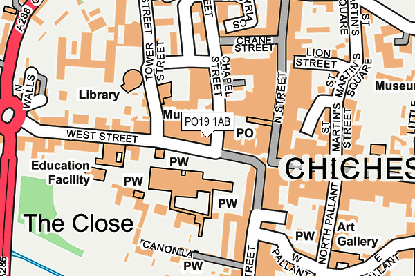 PO19 1AB map - OS OpenMap – Local (Ordnance Survey) PO19 1AB map - OS OpenMap – Local (Ordnance Survey)