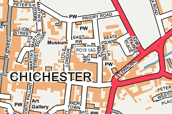 PO19 1AG map - OS OpenMap – Local (Ordnance Survey) PO19 1AG map - OS OpenMap – Local (Ordnance Survey)