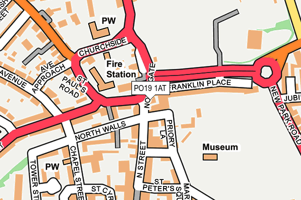 PO19 1AT map - OS OpenMap – Local (Ordnance Survey) PO19 1AT map - OS OpenMap – Local (Ordnance Survey)