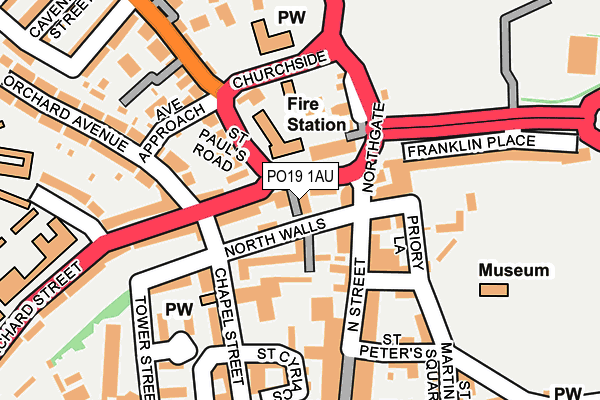 PO19 1AU map - OS OpenMap – Local (Ordnance Survey) PO19 1AU map - OS OpenMap – Local (Ordnance Survey)