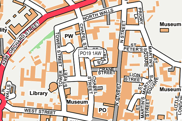 PO19 1AW map - OS OpenMap – Local (Ordnance Survey) PO19 1AW map - OS OpenMap – Local (Ordnance Survey)