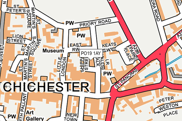 PO19 1AY map - OS OpenMap – Local (Ordnance Survey) PO19 1AY map - OS OpenMap – Local (Ordnance Survey)