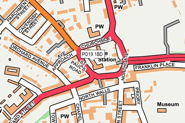 PO19 1BD map - OS OpenMap – Local (Ordnance Survey) PO19 1BD map - OS OpenMap – Local (Ordnance Survey)