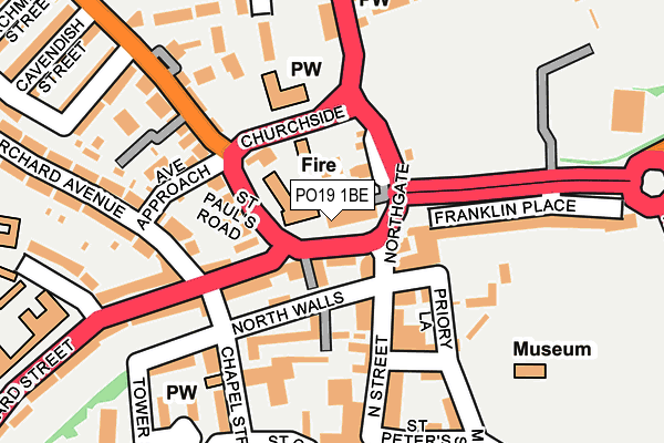 PO19 1BE map - OS OpenMap – Local (Ordnance Survey) PO19 1BE map - OS OpenMap – Local (Ordnance Survey)