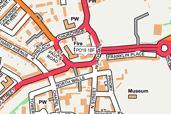 PO19 1BF map - OS OpenMap – Local (Ordnance Survey) PO19 1BF map - OS OpenMap – Local (Ordnance Survey)
