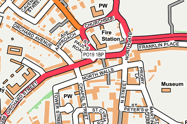PO19 1BP map - OS OpenMap – Local (Ordnance Survey) PO19 1BP map - OS OpenMap – Local (Ordnance Survey)