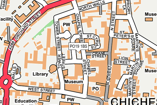 PO19 1BS map - OS OpenMap – Local (Ordnance Survey) PO19 1BS map - OS OpenMap – Local (Ordnance Survey)