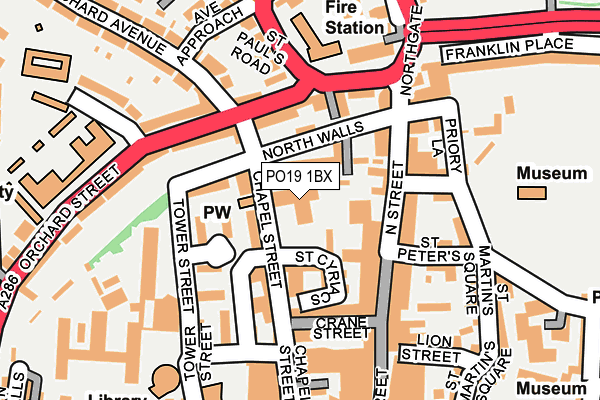 PO19 1BX map - OS OpenMap – Local (Ordnance Survey) PO19 1BX map - OS OpenMap – Local (Ordnance Survey)