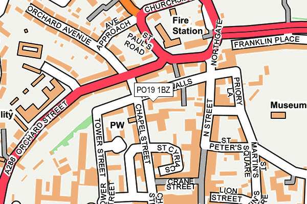 PO19 1BZ map - OS OpenMap – Local (Ordnance Survey) PO19 1BZ map - OS OpenMap – Local (Ordnance Survey)