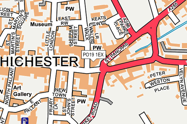 PO19 1EX map - OS OpenMap – Local (Ordnance Survey) PO19 1EX map - OS OpenMap – Local (Ordnance Survey)