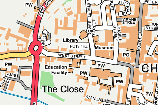 PO19 1HZ map - OS OpenMap – Local (Ordnance Survey) PO19 1HZ map - OS OpenMap – Local (Ordnance Survey)