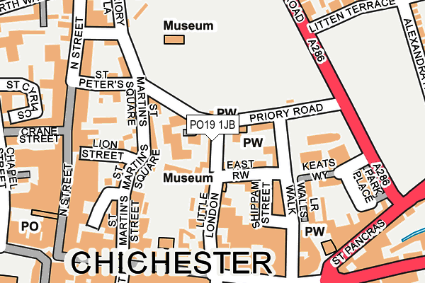 PO19 1JB map - OS OpenMap – Local (Ordnance Survey) PO19 1JB map - OS OpenMap – Local (Ordnance Survey)