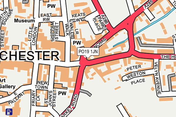 PO19 1JN map - OS OpenMap – Local (Ordnance Survey) PO19 1JN map - OS OpenMap – Local (Ordnance Survey)