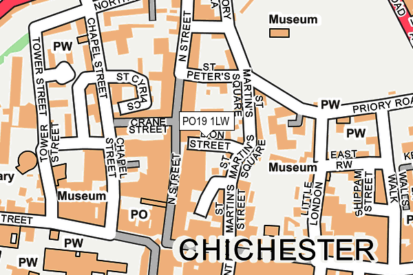 PO19 1LW map - OS OpenMap – Local (Ordnance Survey) PO19 1LW map - OS OpenMap – Local (Ordnance Survey)