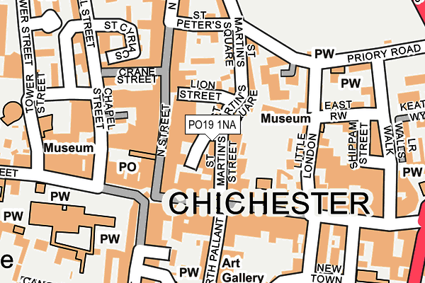 PO19 1NA map - OS OpenMap – Local (Ordnance Survey) PO19 1NA map - OS OpenMap – Local (Ordnance Survey)