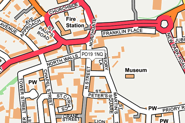 PO19 1NQ map - OS OpenMap – Local (Ordnance Survey) PO19 1NQ map - OS OpenMap – Local (Ordnance Survey)