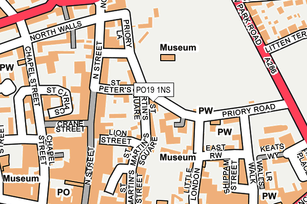 PO19 1NS map - OS OpenMap – Local (Ordnance Survey) PO19 1NS map - OS OpenMap – Local (Ordnance Survey)