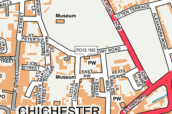 PO19 1NX map - OS OpenMap – Local (Ordnance Survey) PO19 1NX map - OS OpenMap – Local (Ordnance Survey)