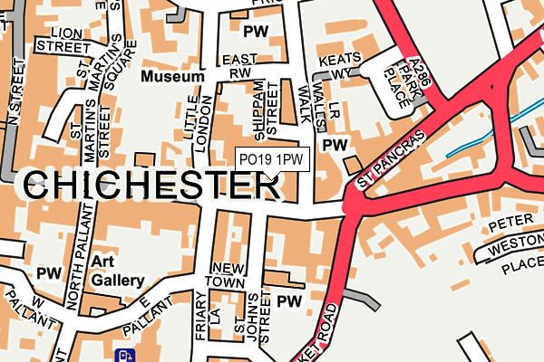 PO19 1PW map - OS OpenMap – Local (Ordnance Survey) PO19 1PW map - OS OpenMap – Local (Ordnance Survey)