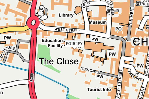 PO19 1PY map - OS OpenMap – Local (Ordnance Survey) PO19 1PY map - OS OpenMap – Local (Ordnance Survey)