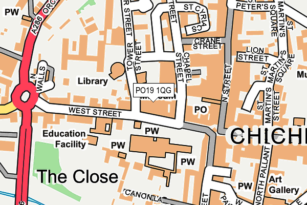 PO19 1QG map - OS OpenMap – Local (Ordnance Survey) PO19 1QG map - OS OpenMap – Local (Ordnance Survey)