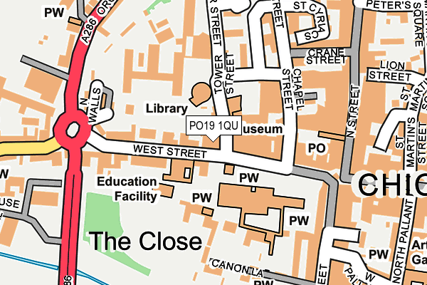 PO19 1QU map - OS OpenMap – Local (Ordnance Survey) PO19 1QU map - OS OpenMap – Local (Ordnance Survey)