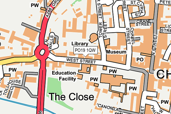 PO19 1QW map - OS OpenMap – Local (Ordnance Survey)