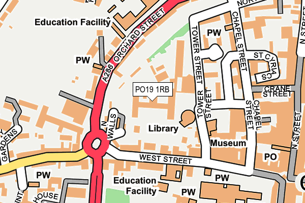 PO19 1RB map - OS OpenMap – Local (Ordnance Survey) PO19 1RB map - OS OpenMap – Local (Ordnance Survey)