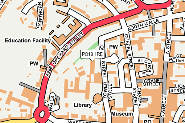 PO19 1RE map - OS OpenMap – Local (Ordnance Survey) PO19 1RE map - OS OpenMap – Local (Ordnance Survey)