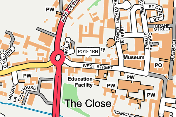 PO19 1RN map - OS OpenMap – Local (Ordnance Survey) PO19 1RN map - OS OpenMap – Local (Ordnance Survey)