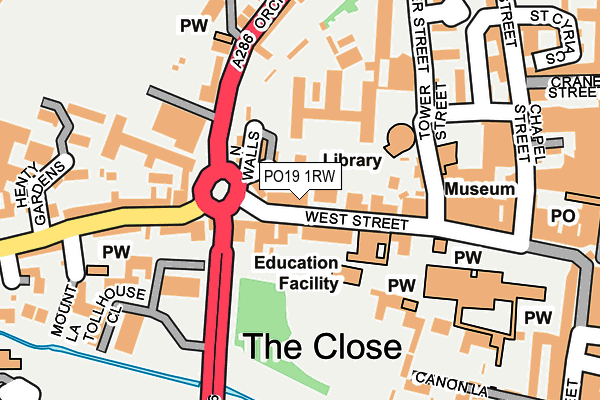 PO19 1RW map - OS OpenMap – Local (Ordnance Survey) PO19 1RW map - OS OpenMap – Local (Ordnance Survey)