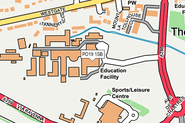 PO19 1SB map - OS OpenMap – Local (Ordnance Survey) PO19 1SB map - OS OpenMap – Local (Ordnance Survey)